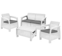 Set De Ratán Keter Corfu Sofá + Mesa + 2 Sillones Mobiliario De Jardín