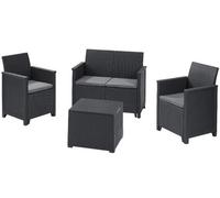 Set De Ratan Keter Emma Lounge Sofá De 2 Plazas - 2 Sillones - Mesa Contenedor
