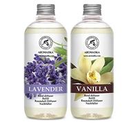 Set de Recarga para Difusor con Aceite Esencial Vanille 500ml y Lavanda 500ml - Relleno Difusor - Difusores Aromáticos - Ambientador - Fragancia para Habitación - Difusor Perfumado