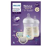 Philips AVENT Natural Response SCD837/11 Pack 2 biberones decorados, 2 chupetes