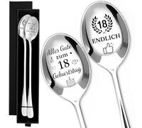Set de regalo de 18 cumpleaños, 2 cucharillas de café con grabado «Alles Gute zum 18 Birthday», para 18 cumpleaños, para 18 cumpleaños de niña, regalo para 18 cumpleaños