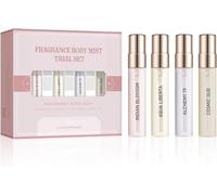 Set de regalo de 4 minibrumas para mujer, bruma corporal en spray, fragancia de frescura duradera, elimina olores, spray para el cabello en tamaño viaje