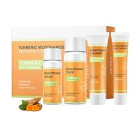 Set de Regalo de 4 Piezas de Cuidado de la Piel con Cúrcuma y Vitamina C, Cuidado Facial con Limpiador, Tóner, Suero, Crema, para Eliminación de Melanina y Rejuvenecimiento la Piel
