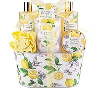 Set de regalo de baño, cesta de regalo de limón y cítricos para mujer, incluye gel de ducha, baño de burbujas, loción corporal, encrespamiento de baño, 8 unidades, gran idea de regalo para su