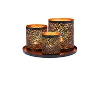 Set de Regalo de farolillos Decorativos «Orient» -4- | El juego 4 hecho a mano combina una bandeja y tres portavelas de hierro que pueden contener velas de té o velas.