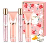Set de Regalo de Perfume Premium para Mujer, 2 x 35 ml Eau de Parfum+2 x 35 ml Loción Hidratante, Regalos para Novia, Madre, Hermana, Regalo de Cumpleaños,Fragancia Duradera, Notas Florales y Frutales