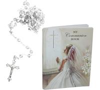Set de regalo de primera comunión, libro de oraciones y rosario - niña/transparente C6042 0424