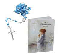 Set de regalo de primera comunión, libro de oraciones y rosario - niño/azul C6041 0417