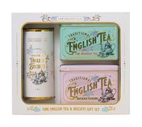 Set de Regalo de Té y Galletas Vintage Victorian New English Teas - 80 Bolsitas de Té (Mezclas Finas y 1869) y 200g de Galletas de Jengibre Especiadas - Empaque de Lujo Coleccionable