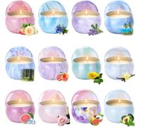 Set de Regalo de Velas Aromáticas, 12 Piezas de Velas Perfumadas para el Hogar, 300 Horas de Duración con Cera de Soja, Set de Velas de Aromaterapia, Regalo de Cumpleaños para Mujeres