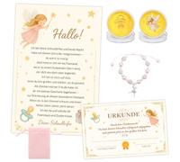 Set de Regalo Hada de los Dientes & Hada del Chupete - Carta, Moneda de la Suerte, Tarjeta & Bolsa de Terciopelo - Ritual mágico para celebrar la caída del diente o dejar el chupete (Schnullerfee)