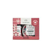 Set de regalo navide o vegano de 2 piezas Jolly & Juicy Strawberry Treats de The Body Shop para el cuidado corporal