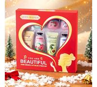 Set de Regalo Navideño,4 Cremas de Manos y 4 Bálsamos Labiales, Cuidado Hidratante Intenso, Loción de Manos para Mujer, No Grasa,para Esposa, Mamá o Amiga