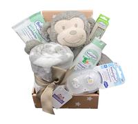 Set de regalo para baby shower, nacimiento con personalización/manta para bebé, cepillo y peine con nombre + peluche de peluche + otros extras - regalo para bautizo, nacimiento (gris/blanco - juego