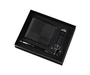 Set de Regalo para Hombre: Reloj, Cartera, Bolígrafo, Decoración, Set Combinado, Organizador, Caja de Regalo, Cestas de Regalo para Hombre Y Pareja, D, Negro