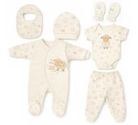 Set de regalo para recién nacidos, 100% algodón natural, equipamiento inicial, equipo de primera equipación, ropa unisex, set de regalo, equipamiento para bebés de 0 a 4 meses (cordero)