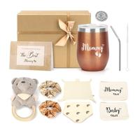 Set de regalo para recién nacidos para nacimiento, pelo de bebé con regalos para niños y niñas: babero, sonajero, taza de café para ir, moneda de decisión y más - Regalo para nacimiento para la madre