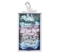 Set de regalo Scunci by Conair en caja de regalo por menos de 20 $ Incluye 10 coleteros en tonos azul hielo