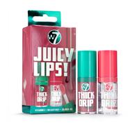 Set de regalo W7 Juicy Lips! Thick Drip Lip Gloss Duo - Too Close & In The Clear - Brillos labiales hidratantes y brillantes - Regalo de Navidad