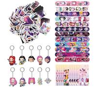 Set de Regalos para Fiestas Kp Dem Hunt de 136 Piezas - 12 Pulseras de Broche, 10 Llaveros de Silicona, 10 Bolsas de Regalo, 104 Calcomanías - Suministros Completos para Fiestas para Niños, Cumpleaños