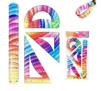 Set de Reglas Flexibles, Juego Geométrico, 4 Piezas Reglas Multifuncionales con Escuadra - Herramienta Ideal para Estudiantes, Profesores y Diseñadores (Large)