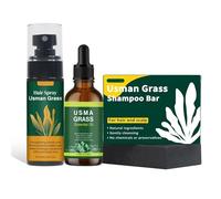 Set De Revitalización Del Cabello Natural Usman Grass 3 En 1: Jabón Negro, Spray Y Aceite For Adelgazamiento, Canas Y Caída For Hombres Y Mujeres