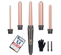 Set de rizador 5 en 1 - Rizador de ondas - Apto para todo tipo de cabello, material cerámico, calentamiento rápido, dos configuraciones de temperatura, incluye guantes y 2 pinzas para el cabello.