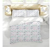 Set de Ropa Cama oceánico delfín Mono de 3 Piezas Conjunto de Fundas para edredón con patrón Delfines Verdes Rosa Suave y Morado Verde 2 Fundas Almohada para la habitación del bebé 140 x 220 cm