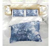 Set de Ropa de Cama Tropical Funda de edredón Jungle Forest Set de 3 Piezas para Hombre Mujer Decoración de habitación Juvenil Funda botánica Azul Natural con 4 ataduras 180x200cm