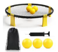 Set de Roundnet con Red,3 Pelotas,Bomba y Bolsa de Transporte,Juego Deportivo Portátil para Playa,Jardín y Parque,Juego de Pelota Outdoor para Adultos y Niños,Set de Entrenamiento y Ocio al Aire Libre