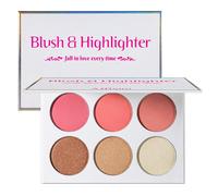 Set de rubor, iluminador, resaltador y bronceador en polvo para contorno - Paleta de 3 rubores y 3 iluminadores en polvo - Perfecto para contorne