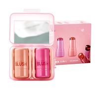 Set de Rubor Jelly - Barra Labios y Mejillas Doble Uso | 5g x2 Maquillaje de Larga Duración | Rubor Facial Hidratante, Iluminador, Tinte de Mejillas, Fórmula Agua Refrescante, Espejo Incluido