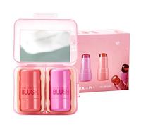 Set de Rubor Jelly - Barra Labios y Mejillas Doble Uso | 5g x2 Maquillaje de Larga Duración | Rubor Facial Hidratante, Iluminador, Tinte de Mejillas, Fórmula Agua Refrescante, Espejo Incluido
