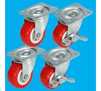 Set De Ruedas Giratorias De Goma 4x 75mm 360° Para Carro 50kg C/u