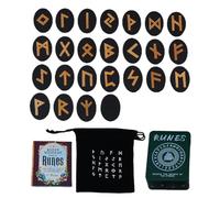 Set de runa de brujas - Piedras de símbolos de mitología, cristales paganos | Kit de adivinación de brujería de 25 piezas con manual de guía y bolsa de almacenamiento, decoración del altar espiritual