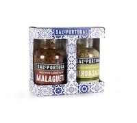 Set de Sal Marina Portuguesa 2 x 150g Sal con Ajo y Perejil + Sal con Piri Piri Sal Atlántica Natural Condimento Gourmet