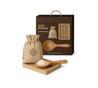 Set de Sales de Baño - Sal de Baño Natural en Bolsa de Yute con Cuchara de Madera & Bandeja - Spa & Bienestar en Casa - Aromaterapia & Baño Relajante - Idea de Regalo para Mujer - Deluxe