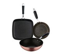 Set de sartén grill 28x28cm + wok ø28cm + sartén ø20x4,5cm en aluminio forjado con revestimiento antiadherente ilag cooper bergner 28 cm