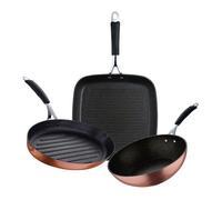 Set de sartén grill 28x28cm + wok ø28cm + sartén para pescado 32x21,8x4cm en aluminio forjado con revestimiento antiadherente ilag cooper bergner