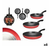 Set de Sartenes Kinvara 2 Negro Rojo Aluminio Baquelita 20 x 4 cm 28 x 5 cm 24 x 4,5 cm (6 Unidades) - Marca: Kinvara - EAN: 4899888768623