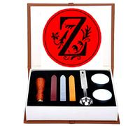 Set de Sellos de Cera, ANBOSE Kit de sello de cera de letras que incluye 1 sello de cobre con mango de madera, 3 barras de sello de cera, 1 cuchara para fundir y 2 velas blancas （Z)