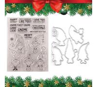 Set de sellos transparentes de Navidad, Sello de silicona Gnomos de Navidad con troqueles Sello transparente Feliz Navidad DIY Scrapbooking Plantillas de corte Decoración de Tarjetas para Navidad