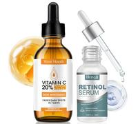 Set de Sérum de Vitamina C y Retinol,Suero de Vitamina C para Rostro+Retinol Serum,con Vitamin C & Vegan ácido hialurónico,Anti-envejecimiento, Corrección de Manchas Oscuras, Reducción de Arrugas