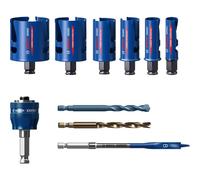 Bosch Professional 10 uds. Set de Sierra de Corona Expert Construction Material (para Madera blanda, Ø 20-64 mm, Accesorios Taladro de impacto rotativo)