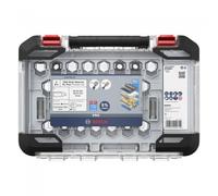 Bosch 9x Set de sierra de corona PRO Multi Material Power Change Plus - Estuche transparente Madera blanda, Cartón-yeso, Ø 20,25,32,38,51,64mm, Professional Accesorios Taladro Versión actual