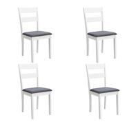 Miroytengo Set de 4 Sillas de Cocina Comedor, Conjunto 4 Sillas Lita Blanco Melamina Asiento Tapizado Gris
