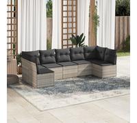 Set de sofás de jardín 7 pzas con cojines ratán PE gris claro