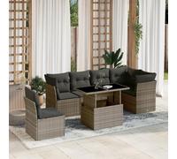 Set de sofás de jardín 7 pzas con Cojines ratán sintético Gris,wenjingqi-3266620