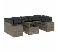 Set de sofás de jardín y Cojines 8 Piezas ratán sintético Gris,wenjinqi-3269040
