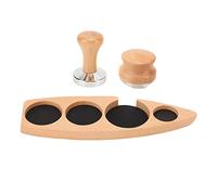 Set de soporte y distribuidor de polvo de café tipo martillo, base para prensa de café de barista con muescas de precisión, soporte compacto de madera de haya para cafetería, (Para base de 58 mm